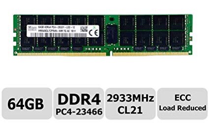 64GB PC4-23466 ECC 2933 MHz LRDIMMs